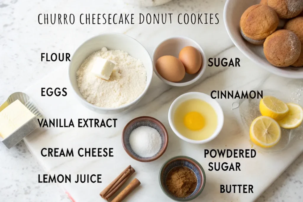 Ingredients for Churro Cheesecake Donut Cookies