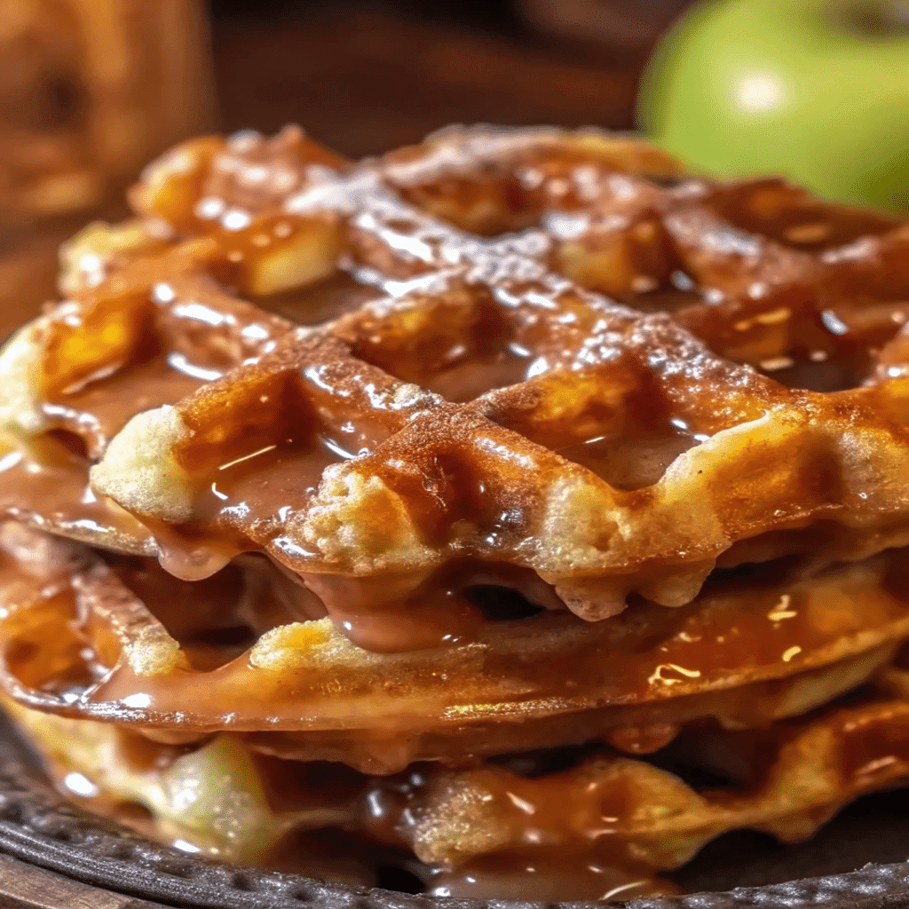 Apple Fritter Waffle Donuts with caramel glaze