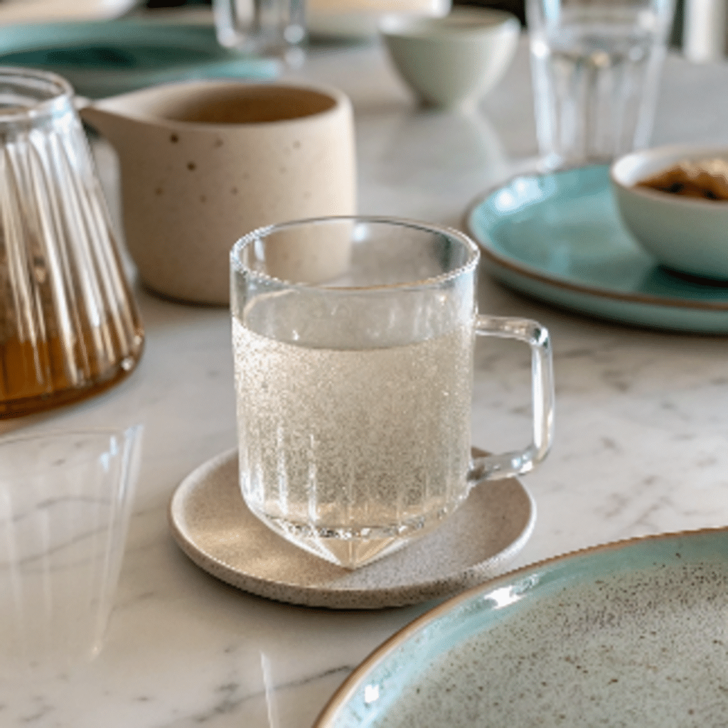 Bariatric Seed Trick drink with lemon and ginger served in glass cup