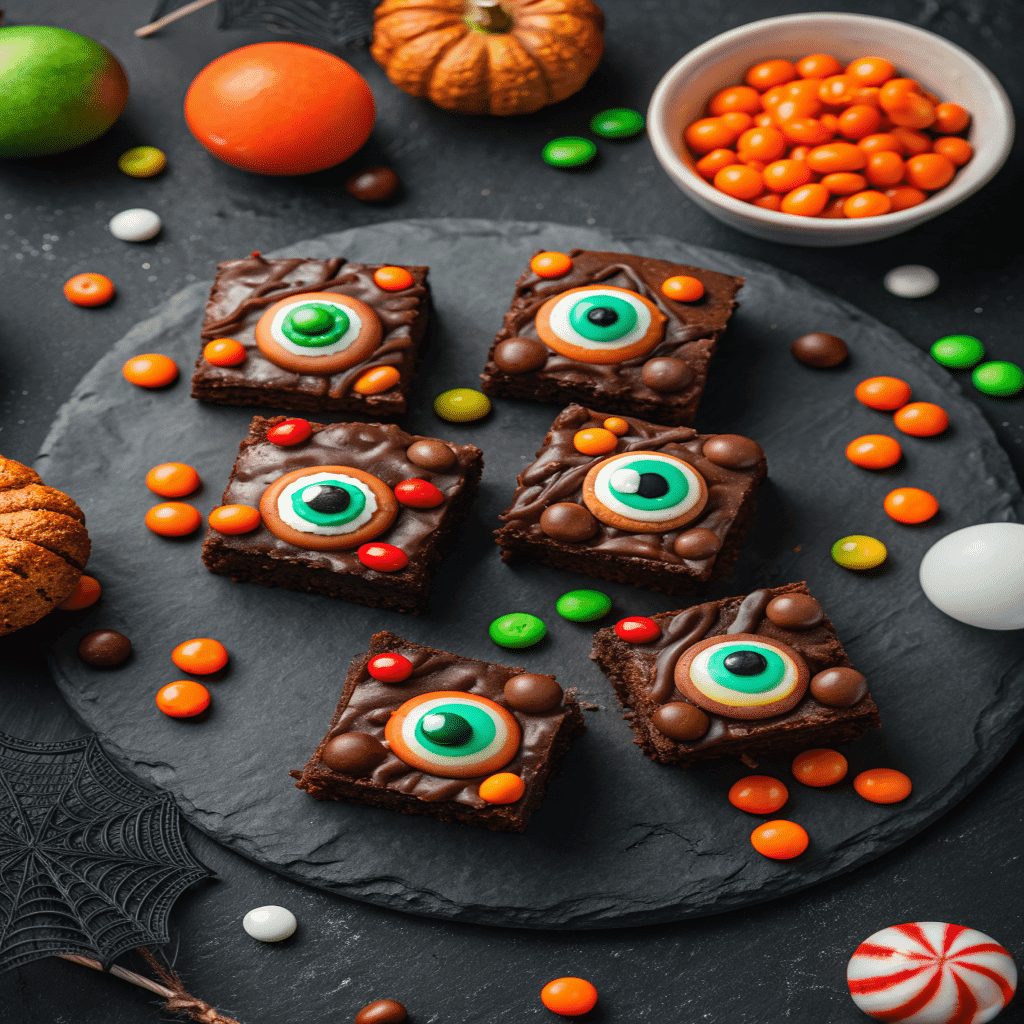 Eyeball Brownies Halloween Dessert with Candy Eyes