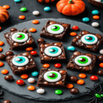 Halloween Eyeball Brownies with Candy Eyes and Pumpkins