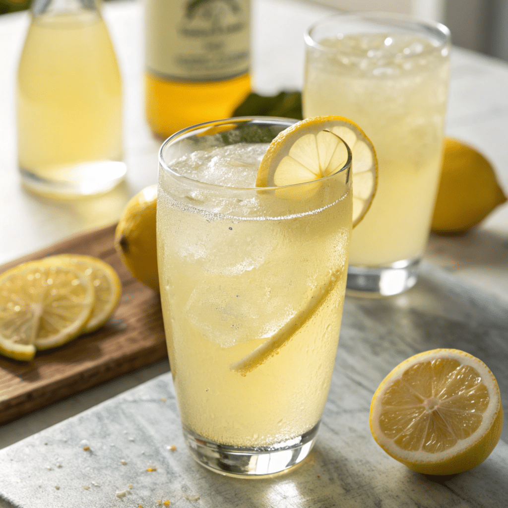 Monjaro 4-Ingredient Natural Drink in clear glass with lemon