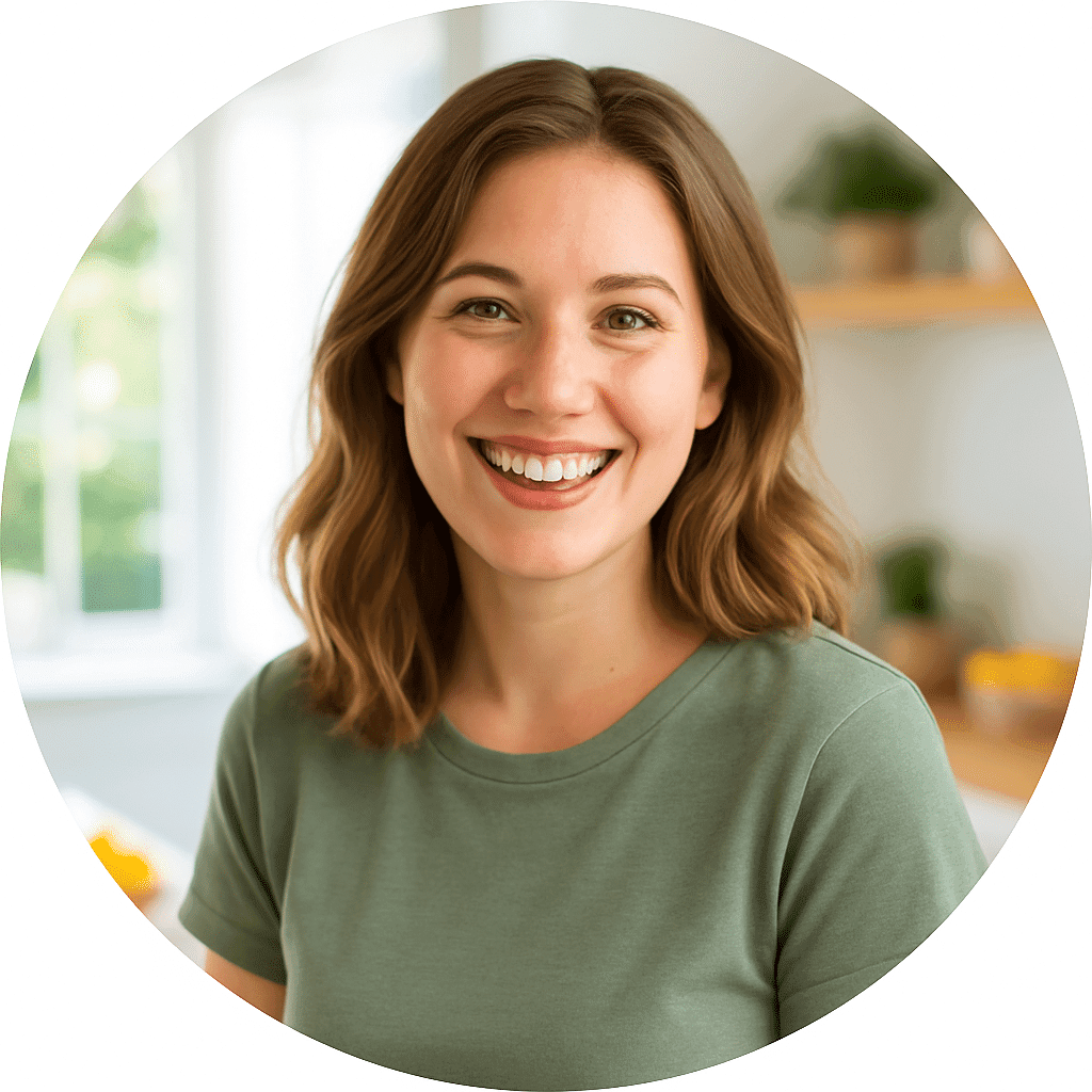 Olivia Bennett – Healthy Living Recipe Developer at Sena Recipes, smiling in a bright kitchen.