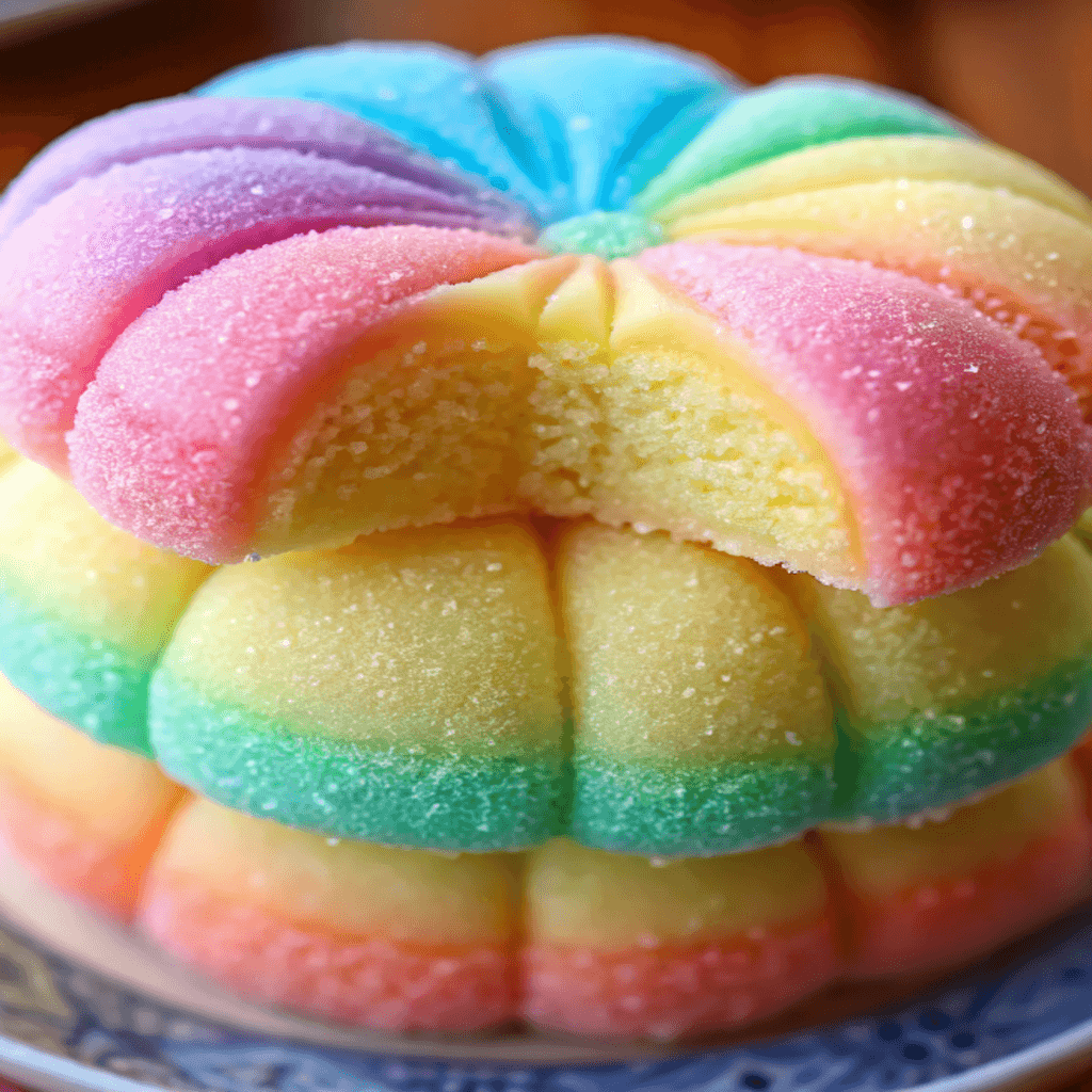 Rainbow Jello Sugar Cookies stacked with vibrant rainbow colors and sugar sparkle.