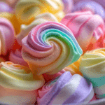 Homemade Saltwater Taffy Rolls with rainbow swirl pattern in pastel shades