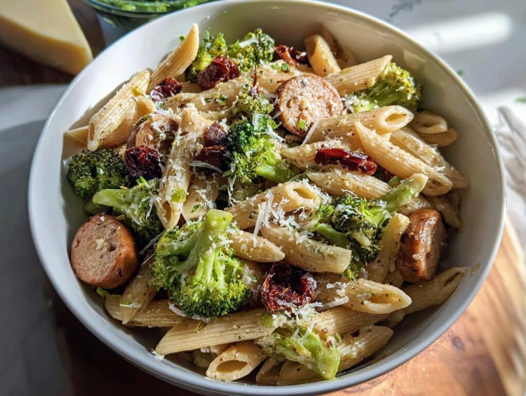 Chicken Sausage & Broccoli Pasta Meal Prep - Featured