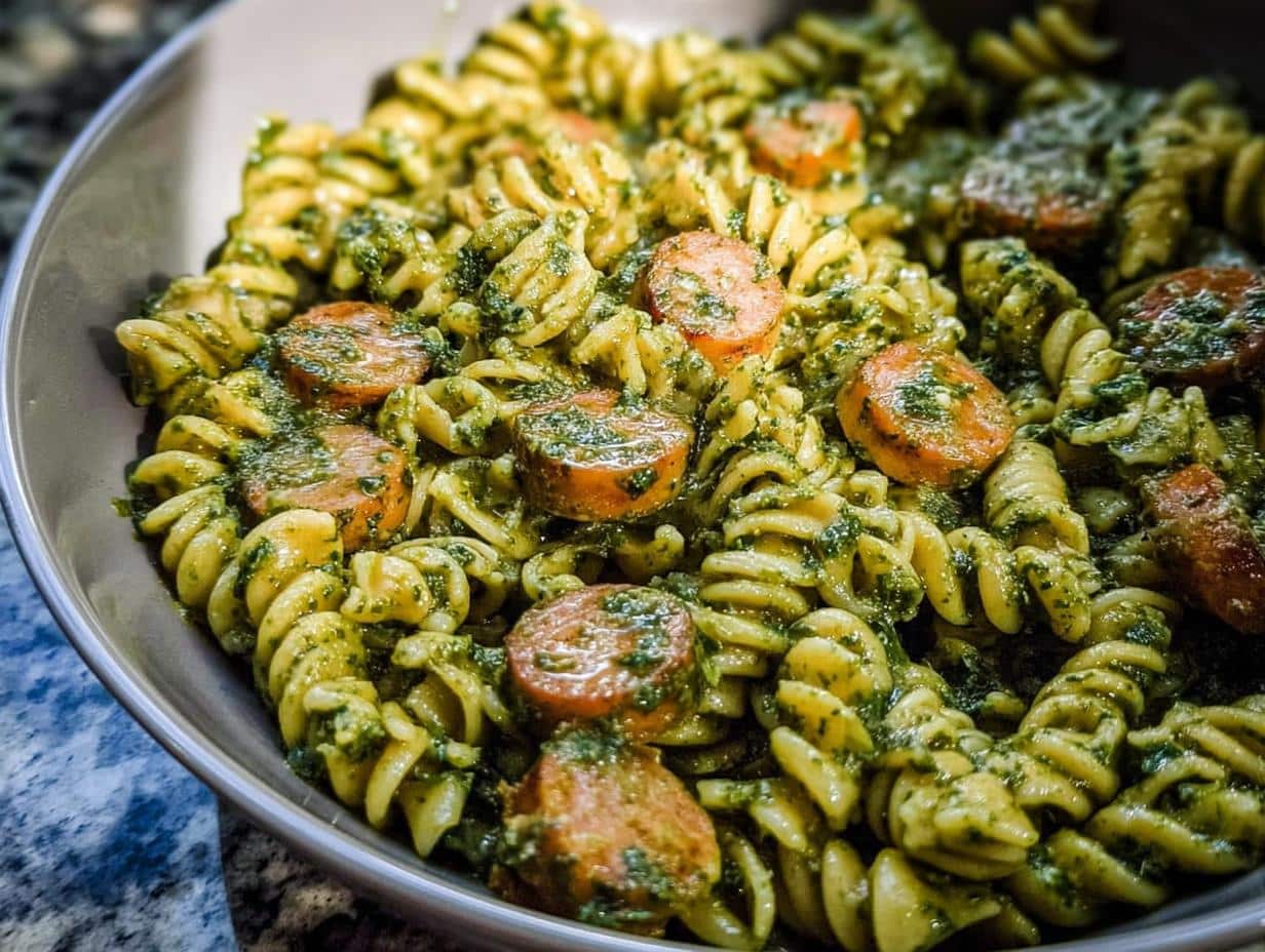 Chicken Sausage Pesto Pasta Bowls - Featured
