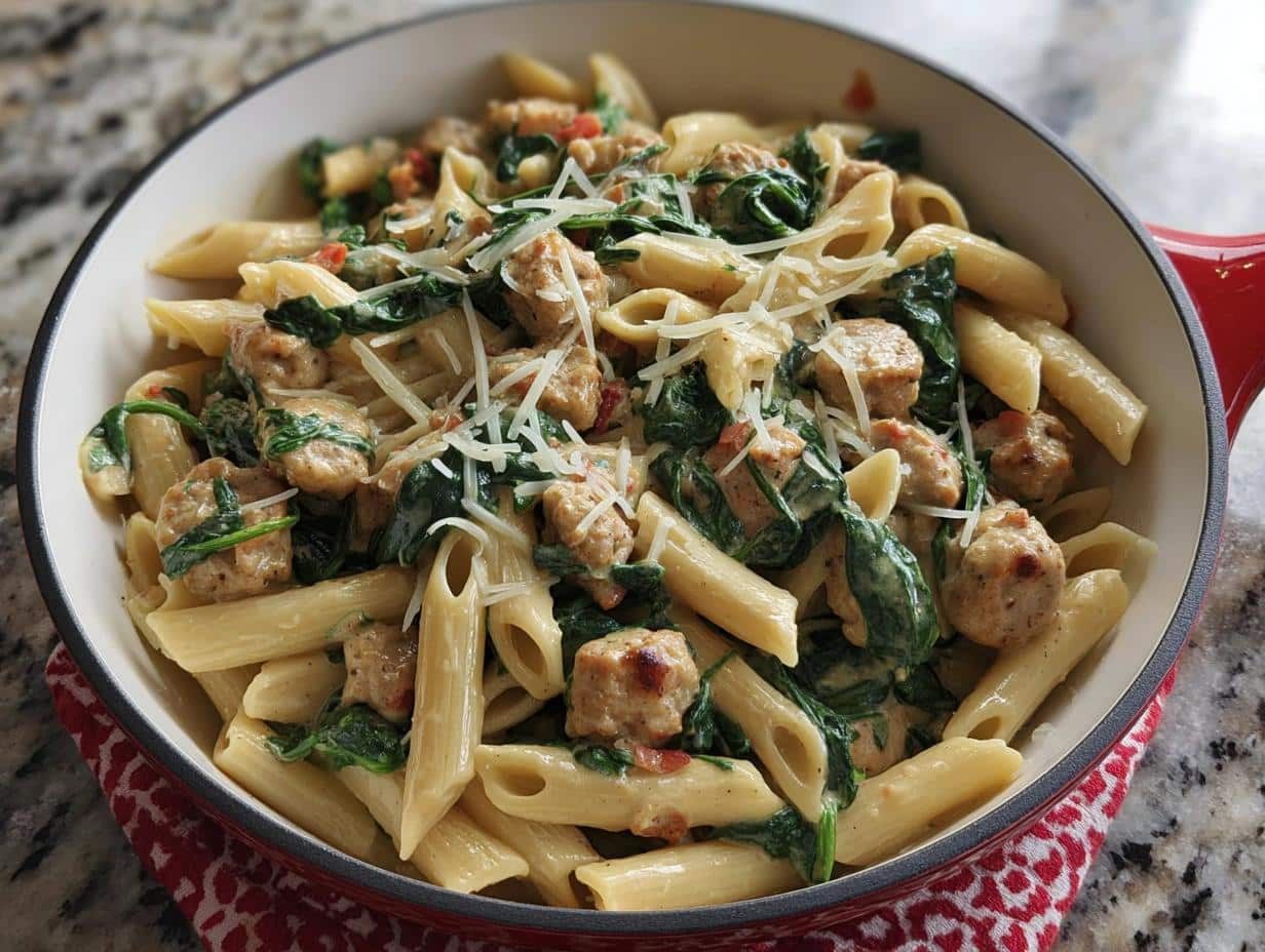 Chicken Sausage & Spinach Meal Prep Pasta - Featured