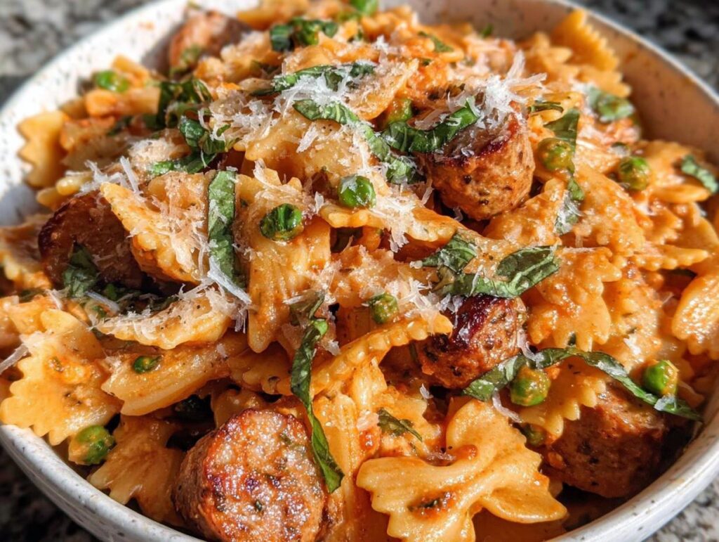 Creamy Tomato Chicken Sausage Pasta Prep - Featured