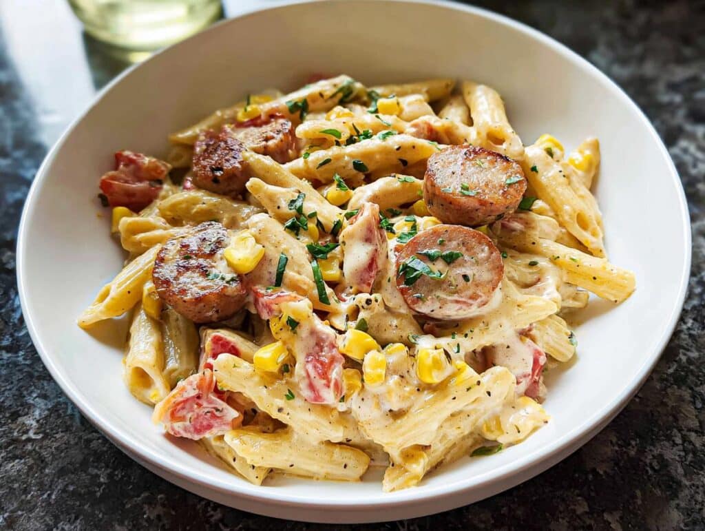 Spicy Chicken Sausage Penne Bowls - Featured