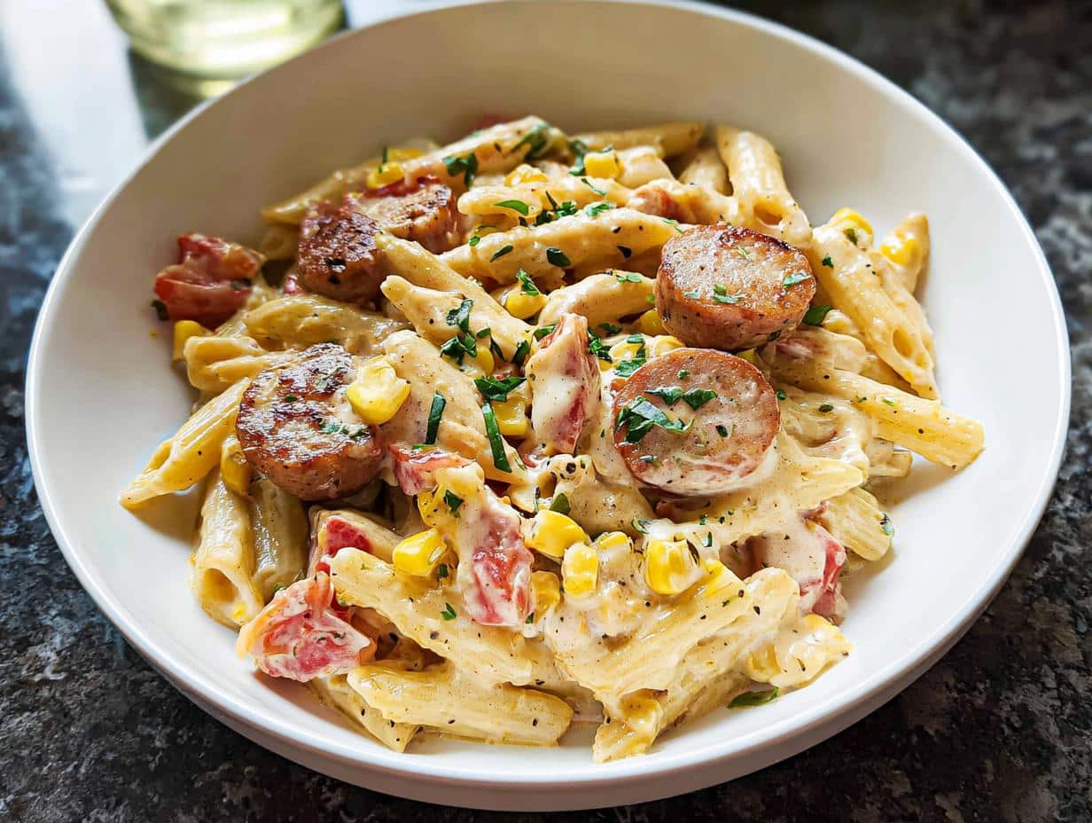 Spicy Chicken Sausage Penne Bowls - Featured