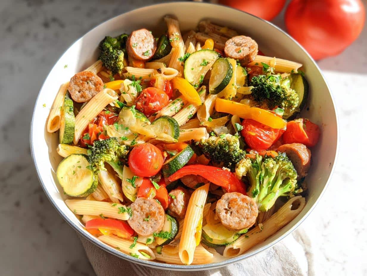 Veggie-Packed Chicken Sausage Pasta - Featured