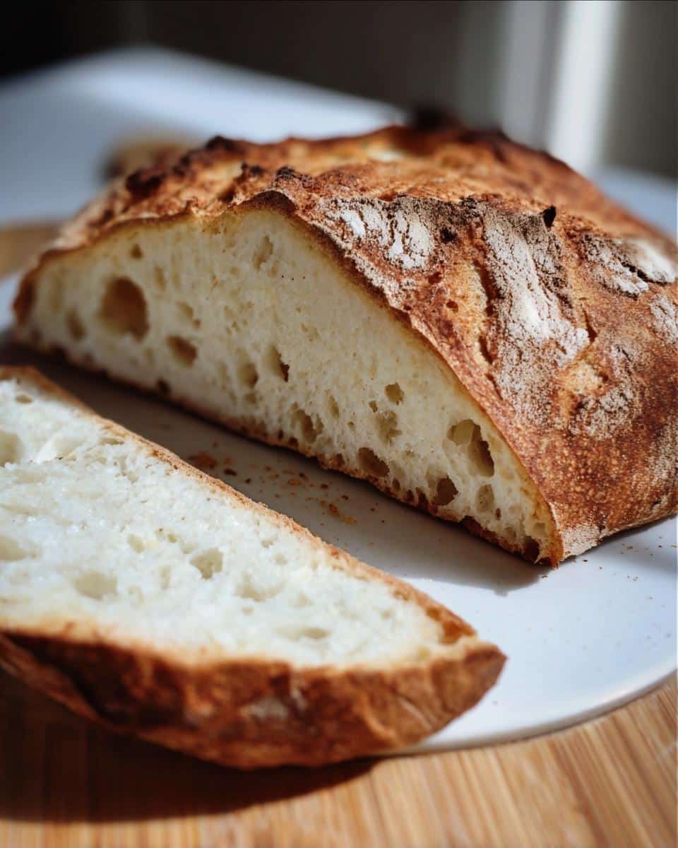 Cross-section view showing the airy crumb structure of the Gluten-Free Italian Bread Recipe with a thick, golden-brown crust.