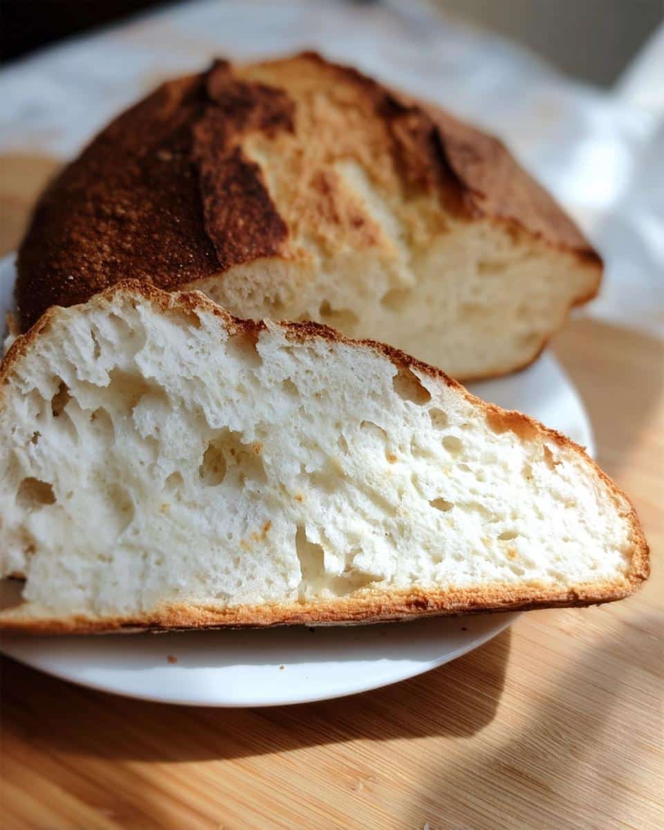 Close-up of the open crumb structure of a freshly baked Gluten-Free Italian Bread Recipe loaf.