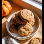 A stack of freshly baked Pumpkin Spice Cookies, coated in sugar, resting in a small bowl.