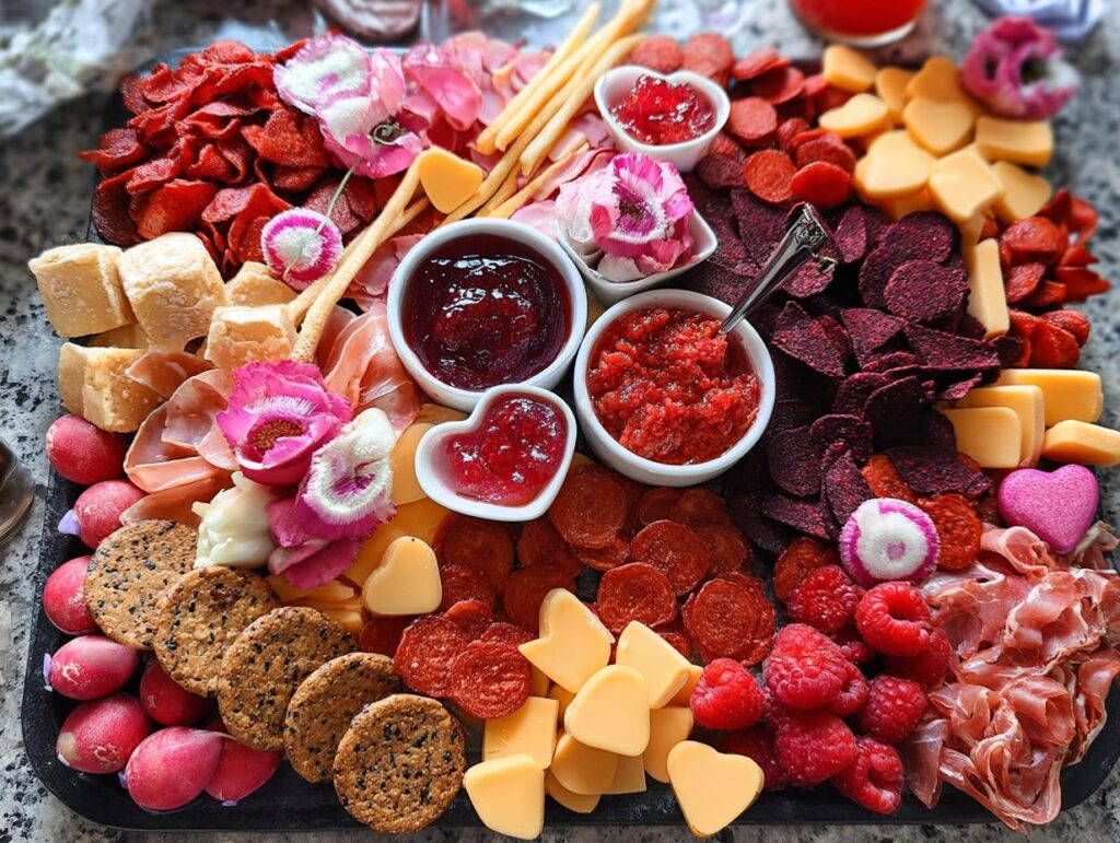 Easy Valentine Snack Board (Savory Only) - Featured
