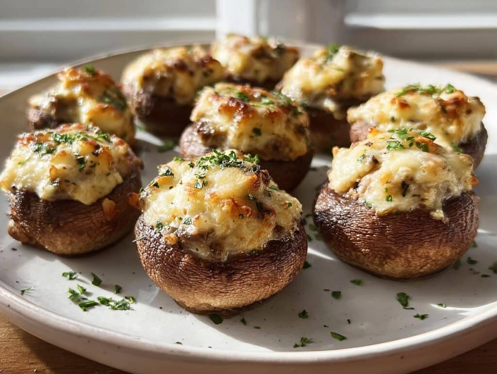 Mini Stuffed Mushrooms for Valentine’s Day - Featured