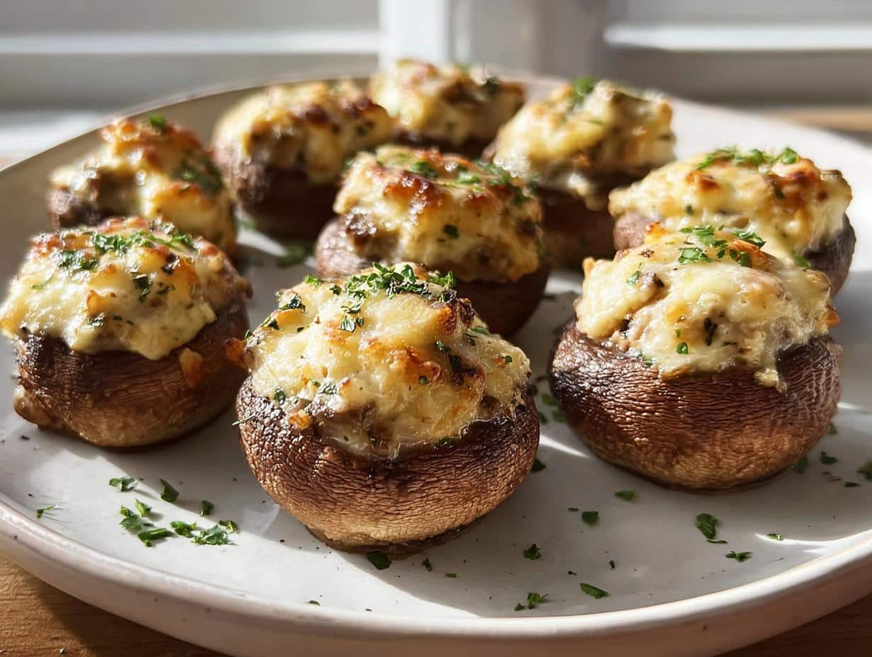 Mini Stuffed Mushrooms for Valentine’s Day - Featured