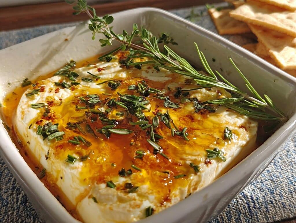 Romantic Baked Feta with Honey and Herbs - Featured