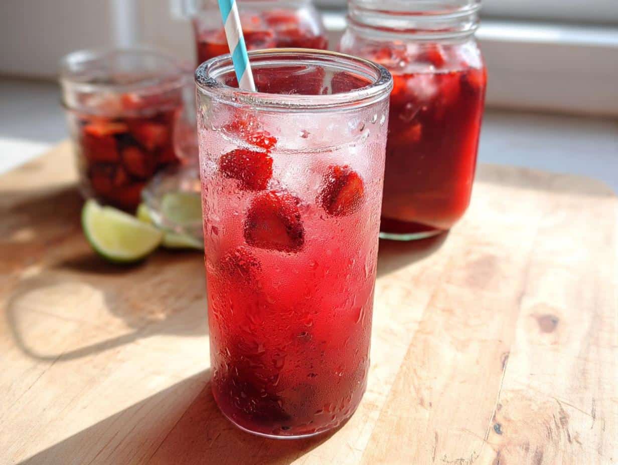 Strawberry Hibiscus Iced Tea - Featured